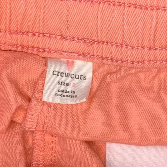 Crewcuts Coral Pull-On Shorts Size 2 Girls Summer Shorts Gold Drawstring - Picture 3 of 3